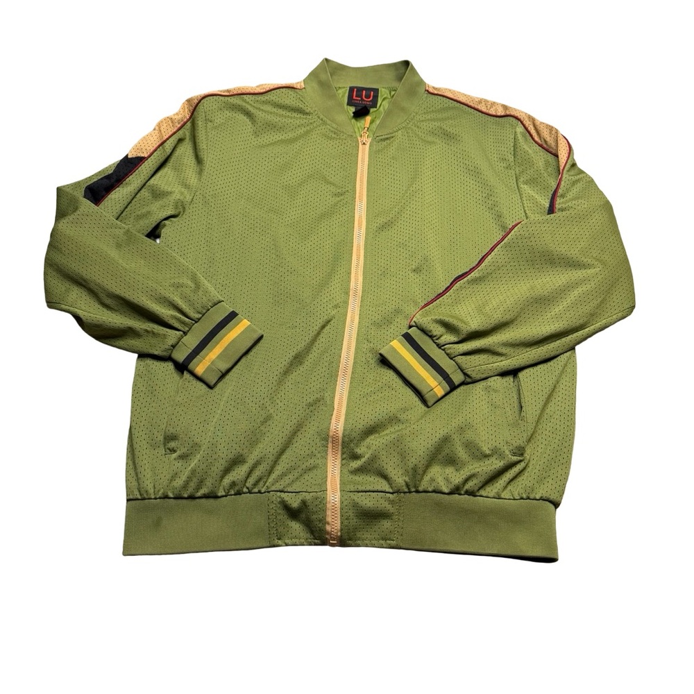 ✨🫒 LU Linea Uomo Mesh Track Jacket Olive Green Full Zip XXL‎ 🫒✨